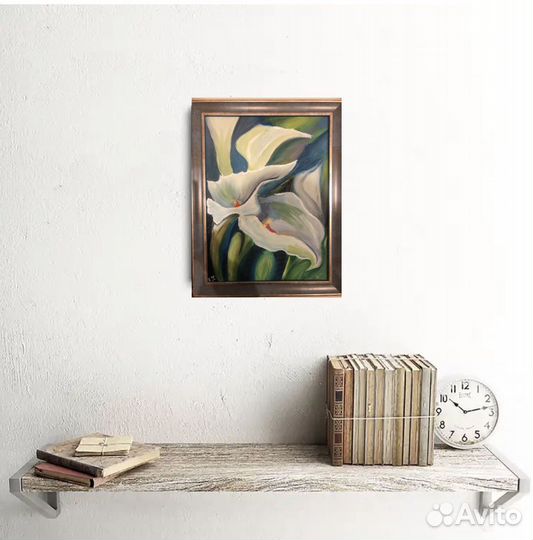 Картина маслом в раме «Цветы Каллы»