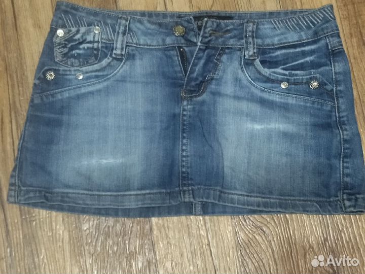 Мини-юбка джинсовая 40