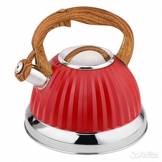 Чайник нерж 3,0 л со свистком красный (для всех ви