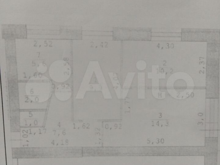Комната 6 м² в 3-к., 2/5 эт.