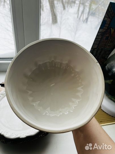 Блюдо керамическое с крышкой для подачи винтажное