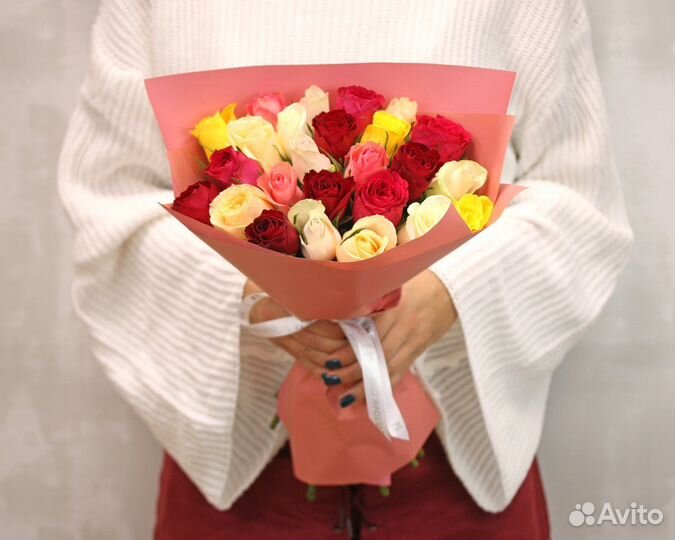 Букет из 25 различных роз (Кения)
