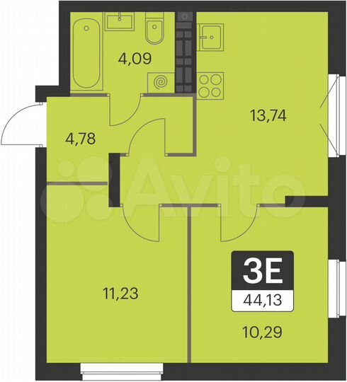 2-к. квартира, 44,1 м², 15/15 эт.