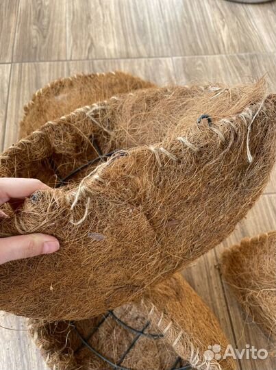 Кашпо для цветов из кокосовой стружки 4 шт