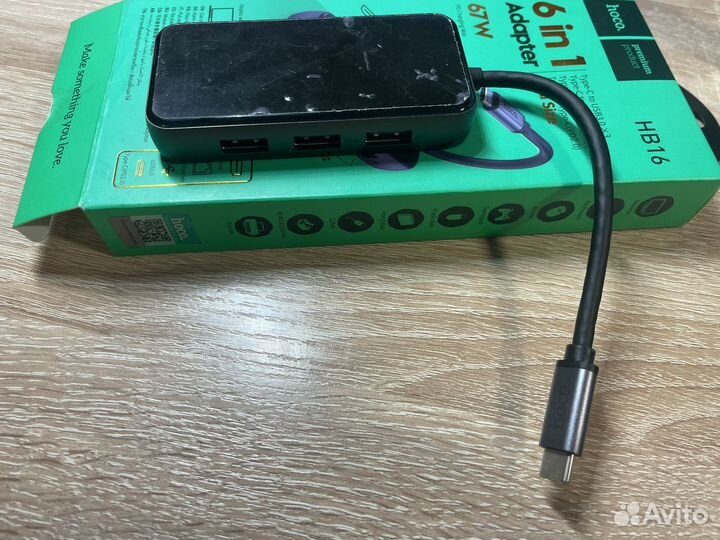 USB Type-c hub 6 в 1 hoco hb16