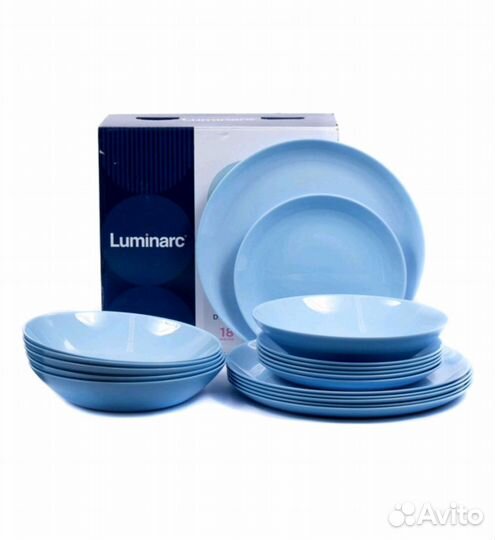 Набор столовой посуды luminarc голубой новый