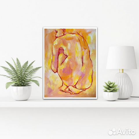 Картина маслом на холсте ню обнаженная