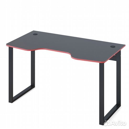 Стол компьютерный с металлическими опорами кст-19, цвет чёрный с красной кромкой, шхгхв 135х73х74 см