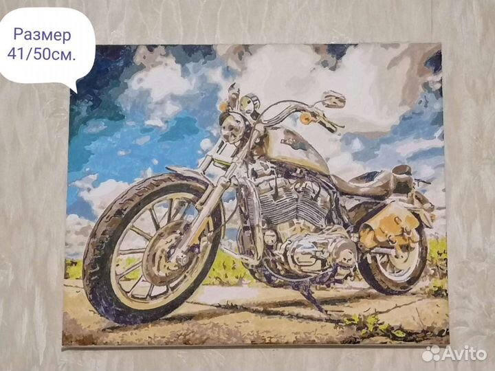 Картина Харлей+модель мотоцикла колекционнная