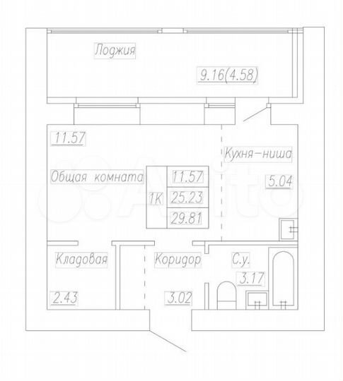 1-к. квартира, 29,8 м², 13/16 эт.