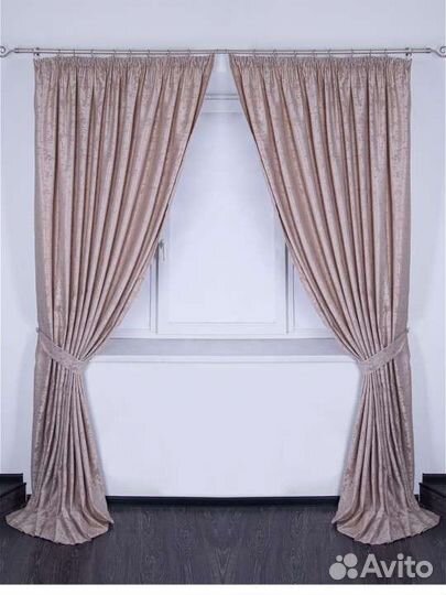 Шторы 4м, 2 шт по 2м, мрамор / рогожка
