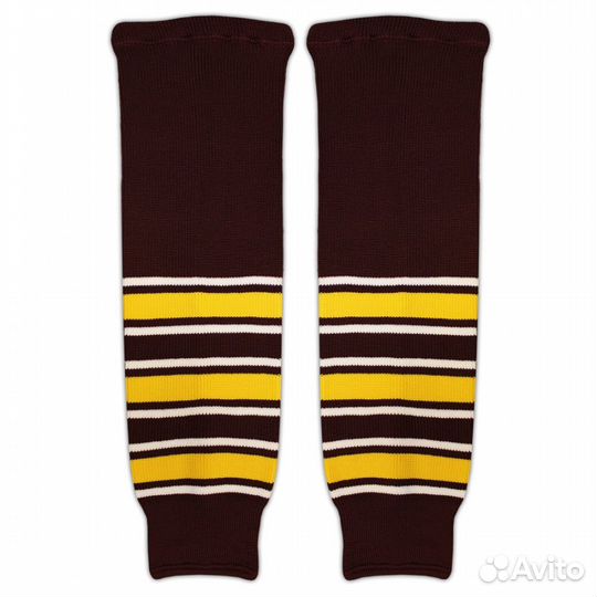 Гамаши хоккейные вязаные бордо (желтые, белые пол
