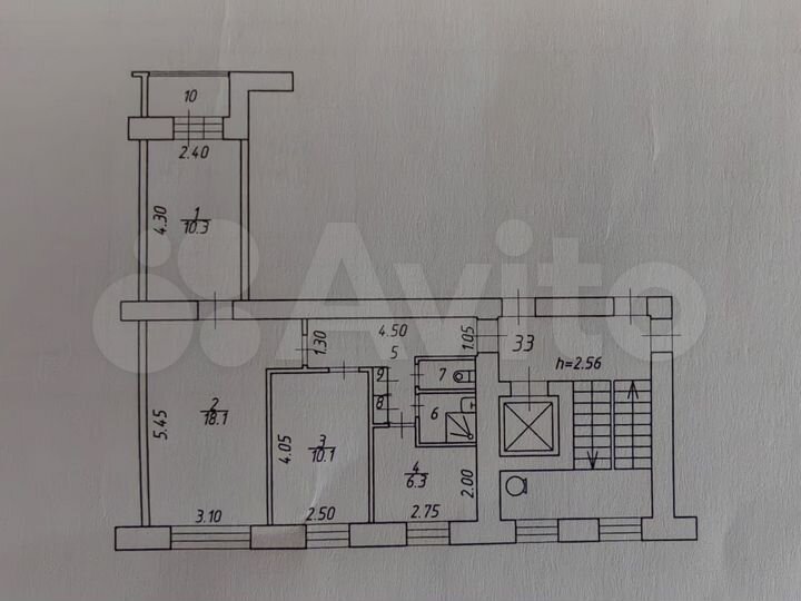 3-к. квартира, 56 м², 2/9 эт.