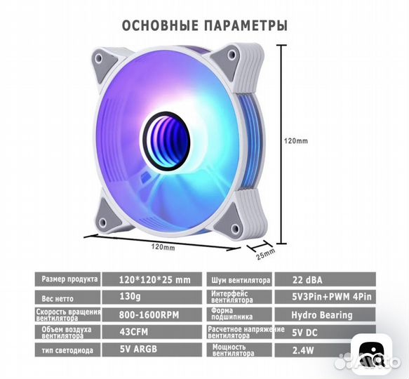 Кулер для корпуса Iwongou 120*120мм вентилятор