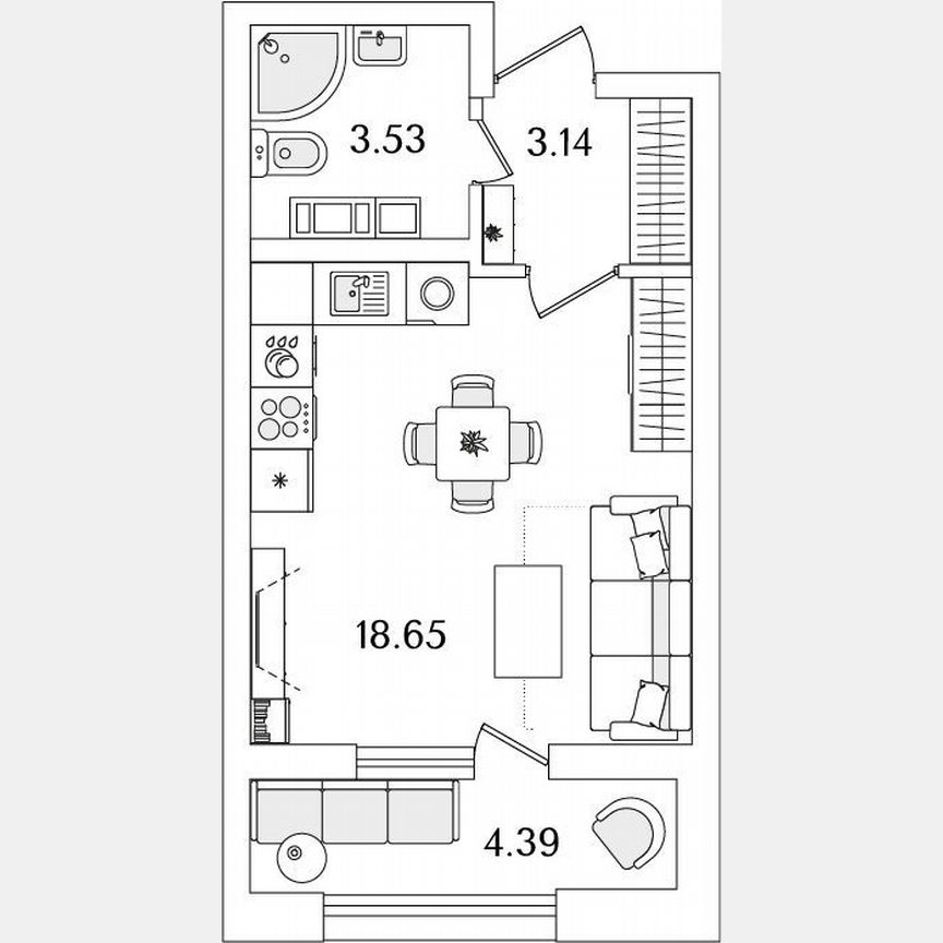 Квартира-студия, 27,5 м², 14/23 эт.