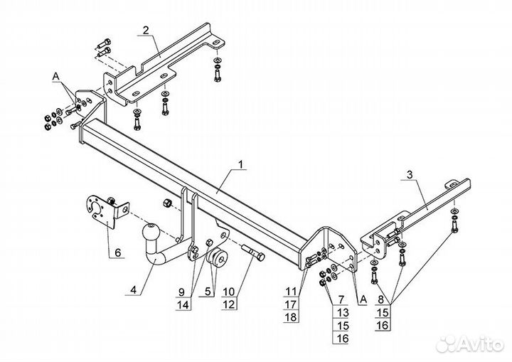 Фаркоп Avtos HN05 на Honda CR-V 2012-2017