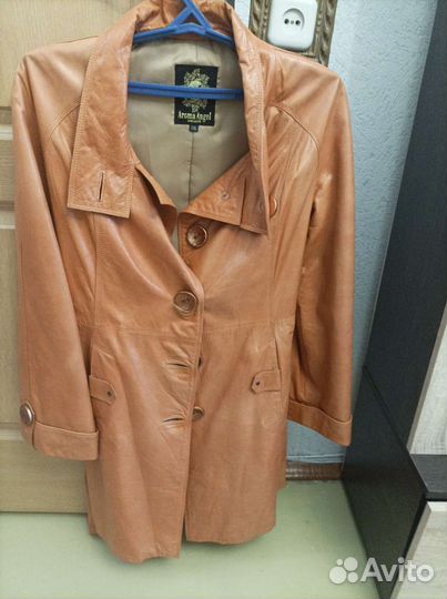Кожаный плащ женский 48 50