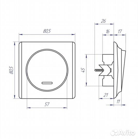 Выключатель одноклавишный с подсветкой