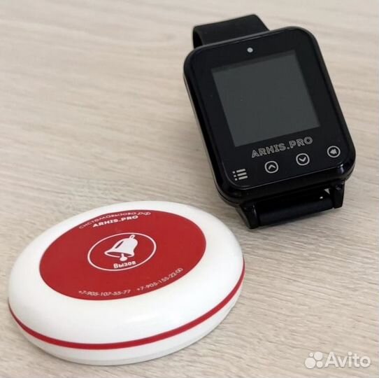 Кнопка вызова официанта и часы пейджер Элит