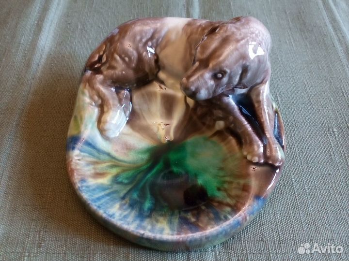 Пепельница собака. Керамика обливная. СССР