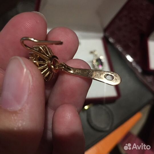 Золотой набор бриллианты и мистик топаз