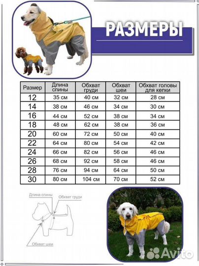 Дождевик для собак