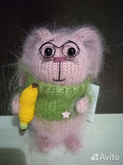 Мягкая игрушка заяц из шерсти мохера новая