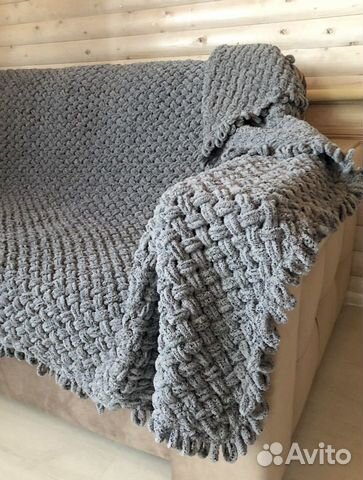 Плед - покрывало крупной вязки (ручная работа)