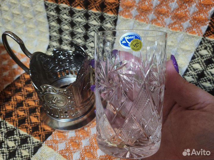 Подстаканник и стакан хрусталь мельхиор