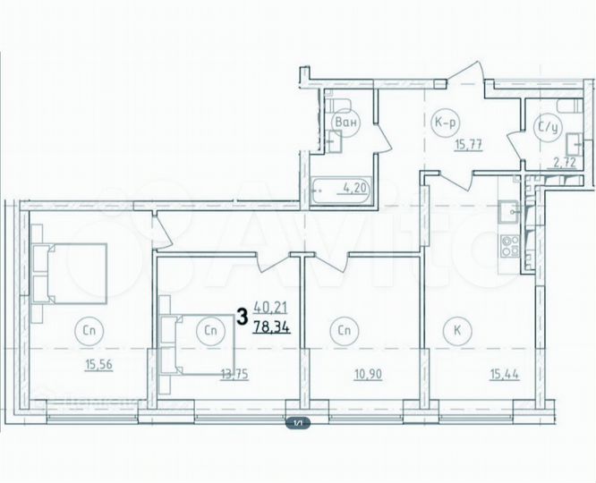 3-к. квартира, 78 м², 17/28 эт.