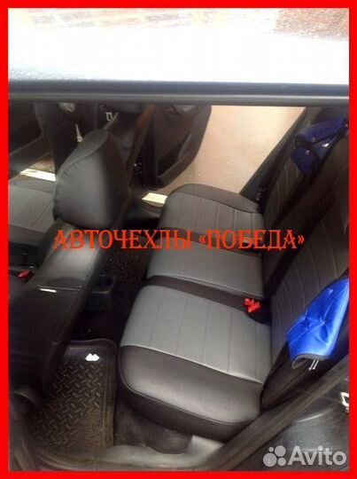 Чехлы Skoda Fabia из экокожи чёрно-серые Классика