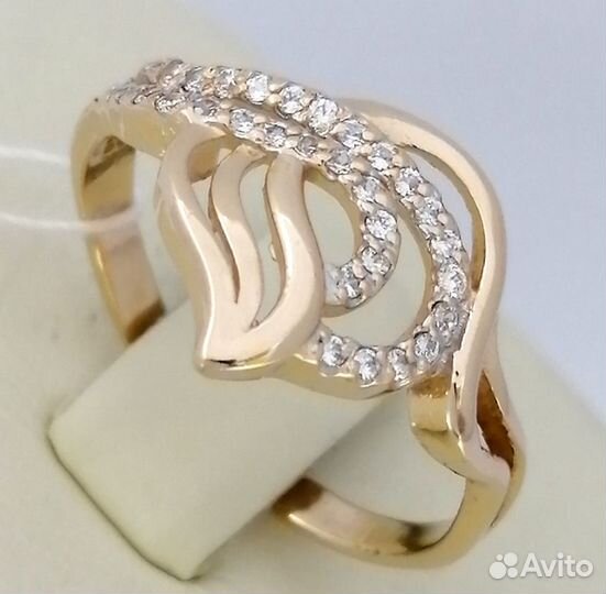 Кольцо / размер 17,5 / 2,47г / Золото585 / фианиты круглые