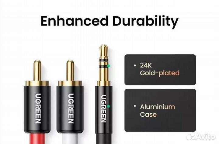 Кабель межблочный ugreen 3,5mm-2RCA GmbH Germany