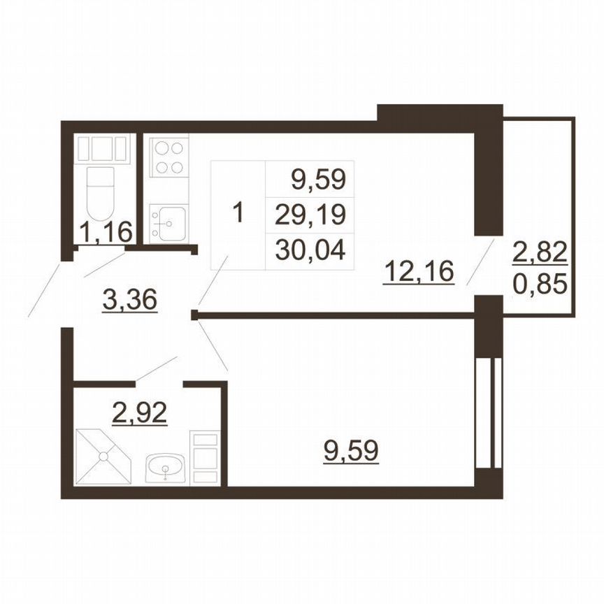 1-к. квартира, 30 м², 5/6 эт.