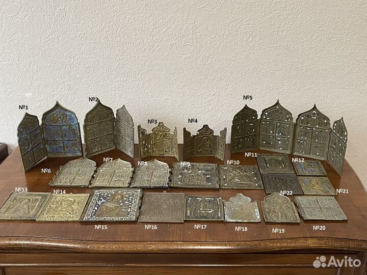 Икона Складень старообрядческий 18-19 век Бронза