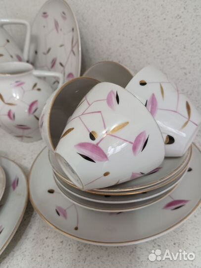 Чайно кофейный сервиз Розовая сетка лфз