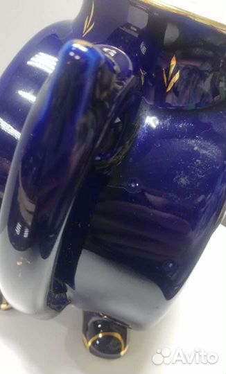 Заварочный чайник Гжель кобальт позолота