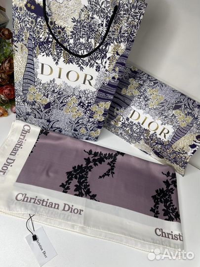 Шелковый платок christian dior лиловый