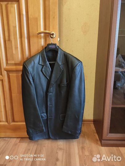 Кожаный пиджак мужской размер 54