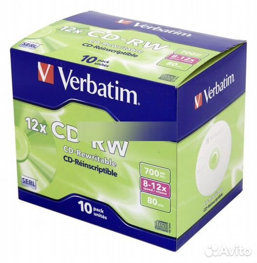 Оптический диск CD-RW Verbatim 700мб 12x, 10шт