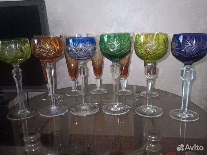 Хрустальные Фужеры Рюмки бокалы СССР гдр богемая