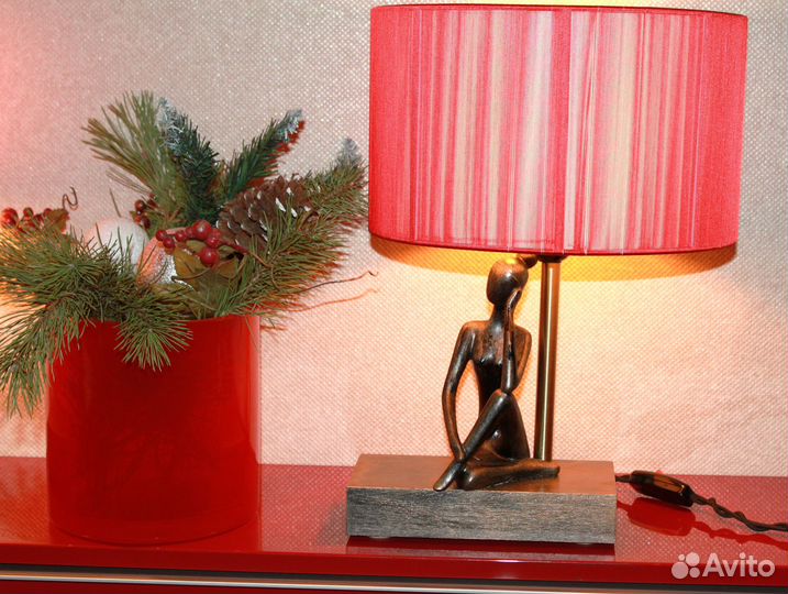 Лампа настольная с абажуром винтаж