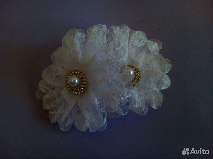 Украшения для волос: банты белые пара