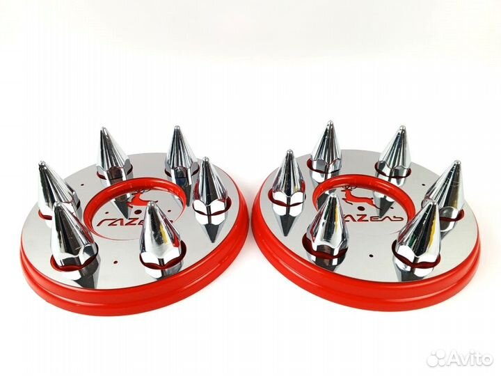 Колпаки Газель нержавейка красные хром к-т 2 шт