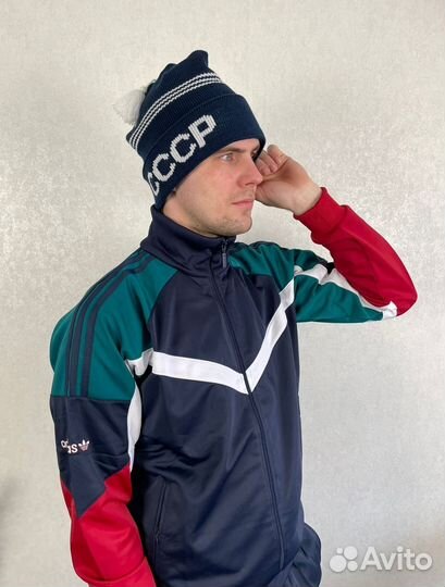 Шапка петушок СССР с кисточкой синяя