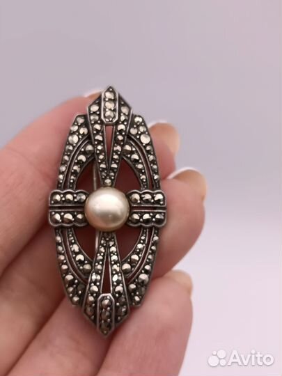 Брошь серебро 925 проба марказиты, первая полови