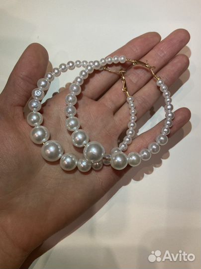 Серьги из жемчуга круглые (бижутерия)