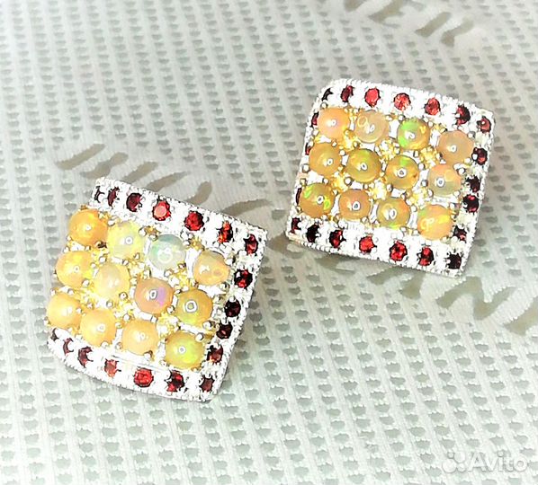 Серьги серебро опал С210