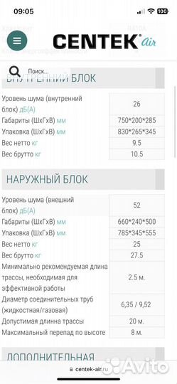 Сплит-система centek CT-65F12