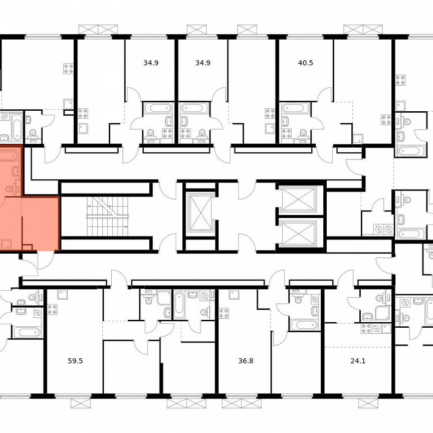 1-к. квартира, 40,9 м², 2/13 эт.